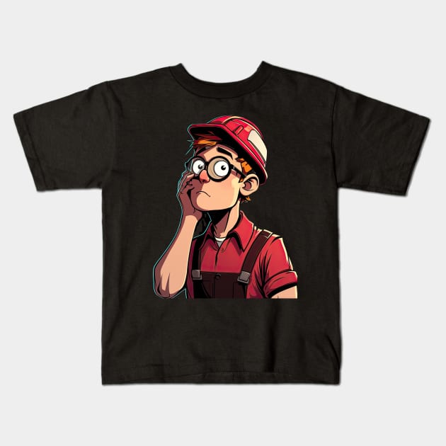 World's Okayest Construction Engineer v2 (no text) Kids T-Shirt by AI-datamancer